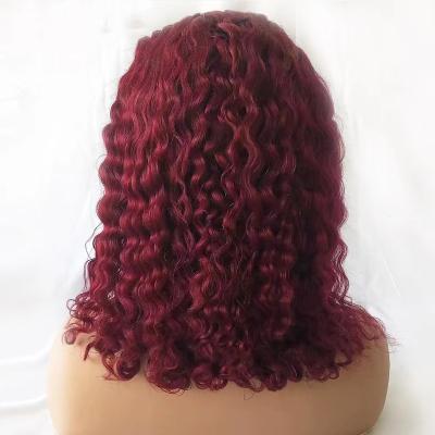 China Pure Natural Factory Original Human Hair Bob Lace Frontal Wigs 99j Human Hair Color Transparent Water Wave for sale