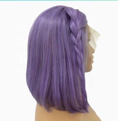 China Pure Original Hair Natural Best Selling Bob Hair Color Wigs High Quality Raw Purple Hair 13*4 for sale