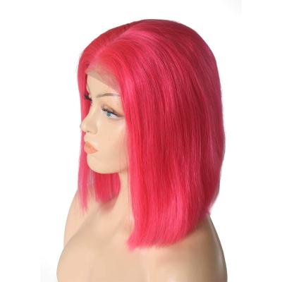 China Original Pure Natural Cheap Transparent Lace Pink Lace Frontal Hair Wigs Bob Human Hair Wigs Color Pink Bob Extension 13x4 Hd for sale