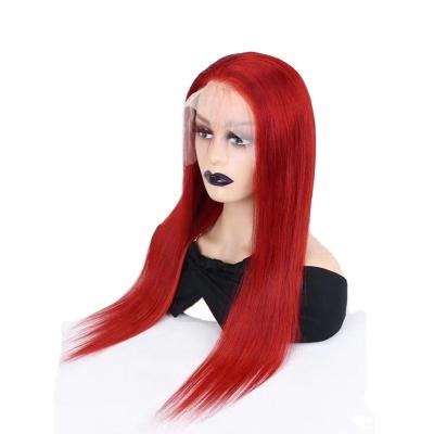 China Original Pure Virgin Hair Cheap Natural Raw Unprocessed Human Hair Wigs 13*4 Red Straight Human Hair Wigs Factory for sale