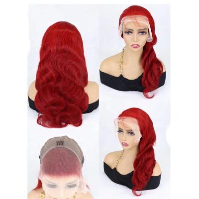 China Pure Original Natural Red Raw Unprocessed Body Wave Human Hair Bug Factory Wigs 13*4 Virgin Hair Bug Hair Human Hair Wig for sale