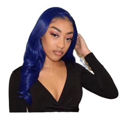 China Factory New Style Human Hair Wigs 13*4 Straight Hair Blue Hair Wig Pure Original Natural Dark Blue Human Raw Unprocessed Virgin Hair for sale