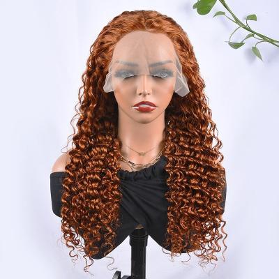 China Original Pure Ginger Raw Natural Unprocessed Dark Deep Wave Human Hair Wigs 13*4 Virgin Human Hair Human Hair Wig for sale