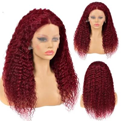 China Original Pure Natural Brazilian Remy Hair Lace Front Wigs Deep Wave Lace Wig Brazilian Cuticle Aligned Hair Wanda Brazilian Human Hair 99j Burgundy Hair for sale