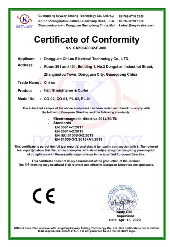 CE - Dongguan Chiou Electrical Technology Co., Ltd.