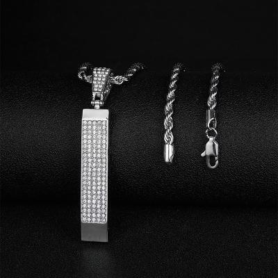 China Creative Hiphop Gold Bar Full Diamond Hip Hop Jewelry Hot Selling Popular Fashion Chain Cuban Necklace Men Electroplating Necklace for sale