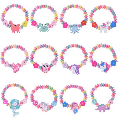 China Factory Wholesale Cartoon Cute New Mixed Wooden Kids Bracelets Boy Girl Children Toy Gifts Child Party For Girls 12pcs/pack for sale