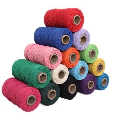 China High Tenacity Macrame Colorful Cotton Wholesale 3MM Tie Twisted Rope Cotton Cope 100meters for sale