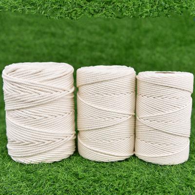 China 3mm Cotton Rope DIY Wholesale Natural Sustainable 100% Cotton Macrame Kit Twisted Cotton Rope Christmas Decoration Rope 200meters/roll for sale