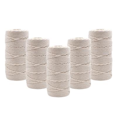 China Wholesale 3mm Cotton Rope Sustainable Wall Hanging Decorative Natural Macrame Twisted Rope DIY Braided Cotton Rope 100meters/roll for sale