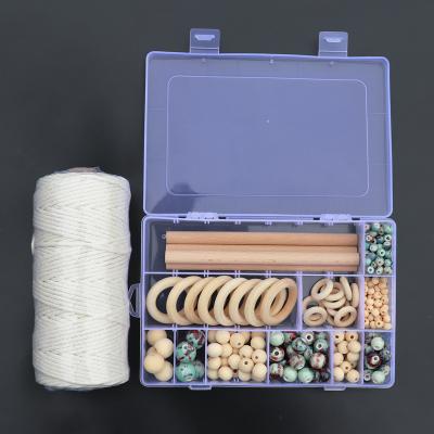 China Wood / Ceramic Beads Kit Wooden Macrame Beads Macrame Beads 3mm Cotton Rope Ceramic Natural Soft Macrame Rope Indoor Plant Hanger Bracket Making for sale