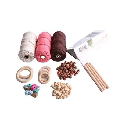 China Modern Macrame Kit 109 Yards Color Cotton To Tie 3mm Natural Rope, Wooden Sticks Circles Colored Beads Macrame Kits For Adults Beginners for sale