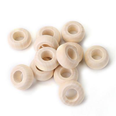 China 30x15mm Big Hole S Circular Beads Eco-friendly Natural Wood Handmade Jewelry Accessories For Bracelet Necklace Spacer Making for sale