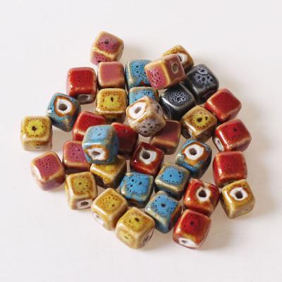 China Ceramic Jewelry Accessories Ceramic Beads 10mm Flower Luster Square Beads DIY Loose Beads Accept Customize Color As Picture MISSXIANG for sale