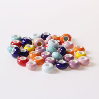 China Wholesale DIY Jewelry Ceramic Accessories Loose Beads Big Hole 15mm Ceramic Round 8 Colors Accept Customize Color Missxiang C2004048 for sale