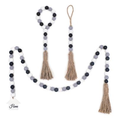 China Home decortion Gray Wood Bead Garland For black and white home decoration for sale