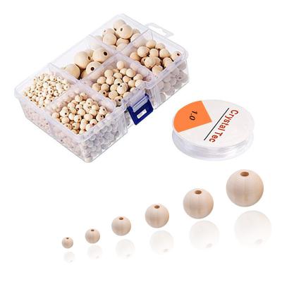 China Europe Wooden Bead Set Unfinished Wooden Beads 1105pcs/Set Natural Wooden Teething Bead For Jewelry Making Handmade For DIY Jewelry for sale