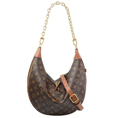 China LV Designer Monogram Bag Presbyopic Half Moon Cowhide Leather Tote Handbag for sale