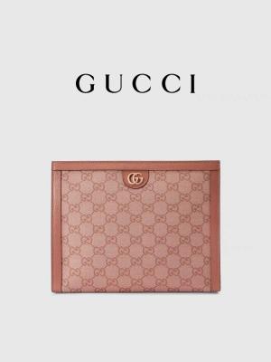 China Mini Pink Canvas Leather Ophidia Gucci Clutch Pouch With Zip Closure for sale