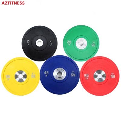 China Cheap Barbell Logo Olym Bumper Plates Custom Blue Color Weightlifting Competition Use Home Rubber Fitness Equipment for sale