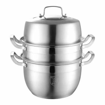 China None 2022 Best Selling High Quality Kitchen Food Steamer Cooking 3 Layer Handle Steel Steamer Pot for sale