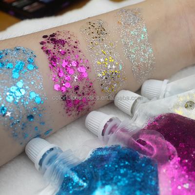 China Waterproof Wholesale Mermaid Makeup Glitter Gel Glitter Body Highlighter Bar Eyeshadow Shiny Lip Shimmers Instant Fairy Colorful Bulk Glitter for sale