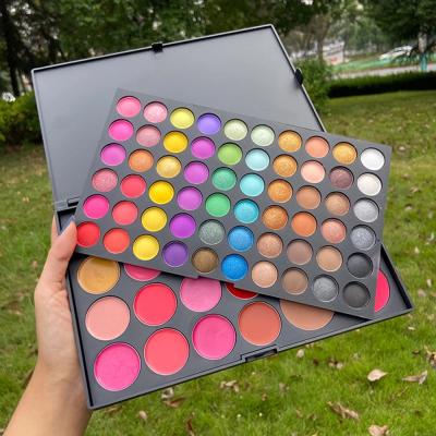 China Waterproof makeup 2021 wholesale 82 colors no logo eyeshadow palette pigment customizable lipstick and blush are soft eyeshadow palette for sale