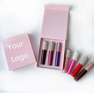 China Waterproof Custom Your Own Private Label Lip Gloss Pink Lip Gloss Kit Nude Gift Box Set For Christmas Gifts for sale