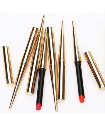 China High moq waterproof vegan lipstick sellers private label gold tube lipstick gold matte gold color for sale