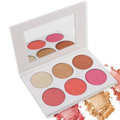 China Waterproof Customize Logo Long Lasting High Pigmented Face 6 Colors Shimmer Matte Blush for sale