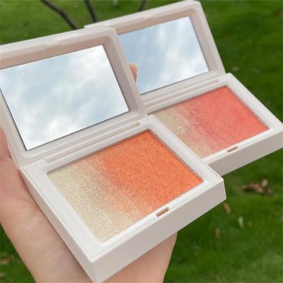 China Sunscreen Customize Gradient Color White Case Pastel Highlight Blush With Mirror Makeup Palette Beauty Blush Face Cosmetic for sale