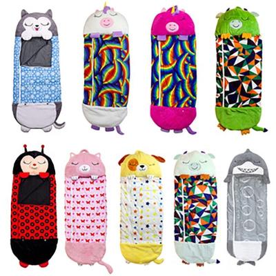 China Plush Wholesales Warm Cartoon Pattern Children's Winter Cartoon Pattern Cute Plush Blanket Pillow Sleeping Bag Pajamas for sale