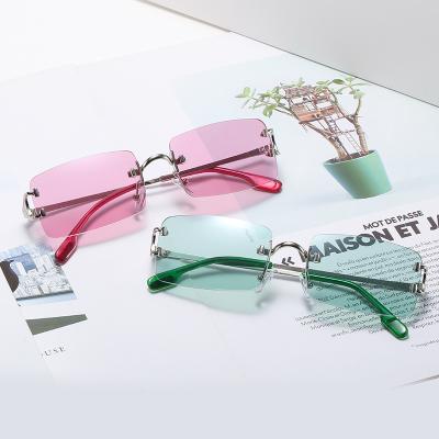 China Square Fashion Rimless Sunglasses SKYWAY Fashion Sun Glasses Men Frameless Rectangle Women Small Square Sunglasses for sale