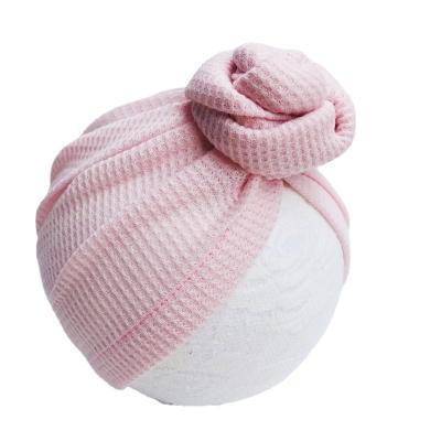 China COMMON knit waffle turban hat pink waffle knot turbans baby knot turban hat for sale