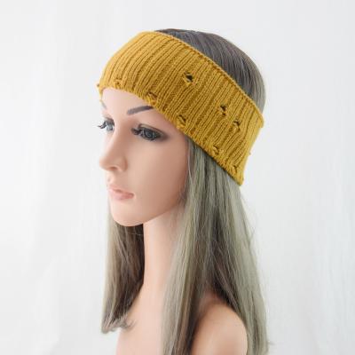 China COMMON Ribbed Knit Headband Wide Knit Sports Headbands With Hole for sale