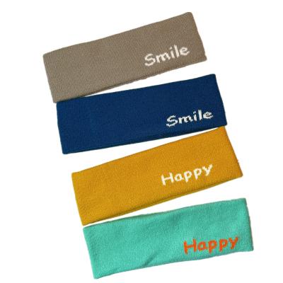 China JOINT Sports Headband Available Knit Smile Custom Logo Elastic Outdoor Plain Knit Headband for sale