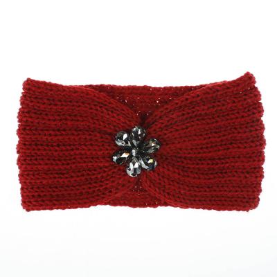 China COMMON Rhinestone Knit Headband Crystal Embellished Ear Warmers Winter Headband With Rhinestone Applique for sale