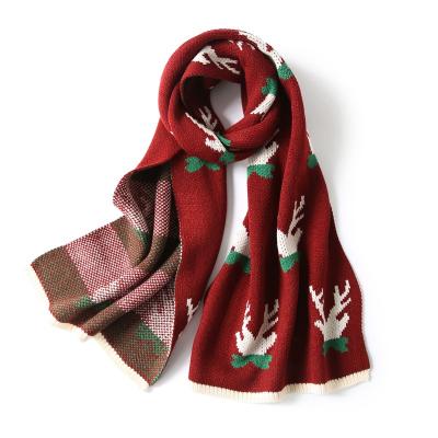 China Soft Custom Jacquard Christmas Reindeer Snowflake Jacquard Scarves Fashionable Scarf Ladies Comfortable Jacquard Scarf for sale