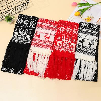 China Wholesale Knitting Jacquard Scarf Christmas Jacquard Reindeer Snowflake Shawl Mens Womens Jacquard Knitting Scarf With Tassels for sale