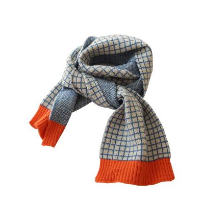 China Keeping Warm Plaid Children's Scarf Knit Boys Girls Acrylic Checked Scarf for sale