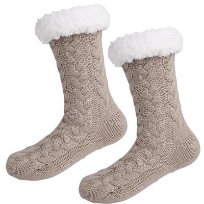 China Sherpa Socks Shear Striped Fuzzy Socks Winter Socks Non-Slip Slipper Warm Comfortable Slipper for sale