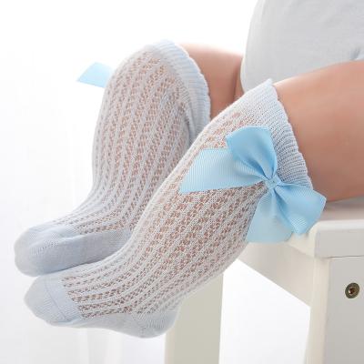 China Thin Mesh Bow Socks Knit Knee High Socks Baby Knee High Summer Socks for sale