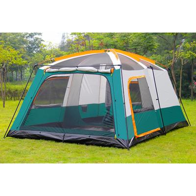 China Extended Type Portable Waterproof Outdoor Family 8-12 People Camping Tent Two-bedroom One-living Camping Tent for sale