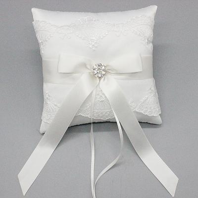 China R0636-6Wholesale Lace Up Wedding Decoration Products Ring Bearer Pillow Ring Pillow For Wedding 15*15cm for sale