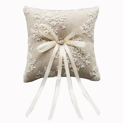 China R0484-3 Western Style Ceremony Wedding Supplies Decoration Ring Pillow Canvas Fabric 15*15CM for sale