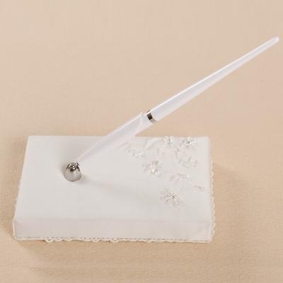 China M1607 Wholesale Lace Up Bridal Wedding Accessories Guest Book Pen Holder 9*14cm for sale