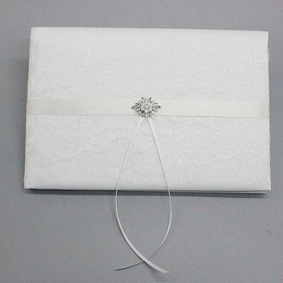 China M3249Plain White Guest Book and Pen Holder Western Style Wedding Guest Signature Book for Wedding Props 24.5*16.5cm for sale