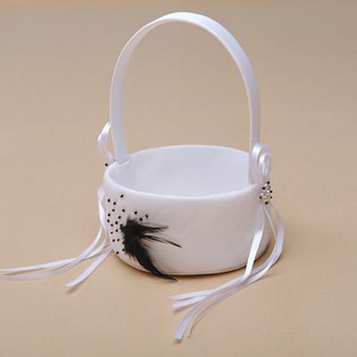 China M4617 Happy Wedding Decorations Satin Lace Bridesmaid Basket 24*10cm for sale