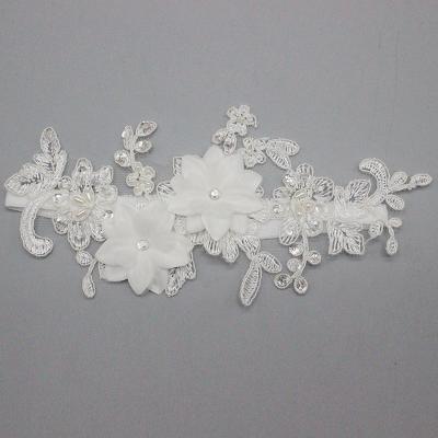 China M80078 Wedding Garter Set, White Chiffon Flower Lace Bridal Garter 34*66CM for sale