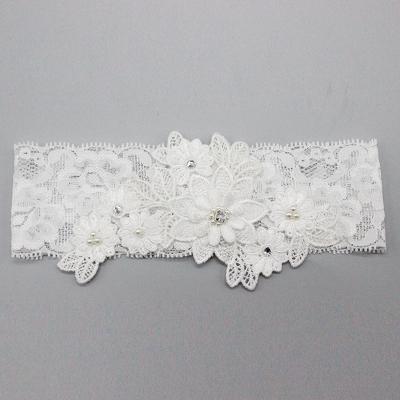 China m8422-3 wedding garter set, white chiffon flower lace bridal garter 46*76CM for sale